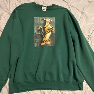 Vtg 90s Tigger Winnie the Pooh Crewneck Sweatshirt Adult 2XL Green Disney Store